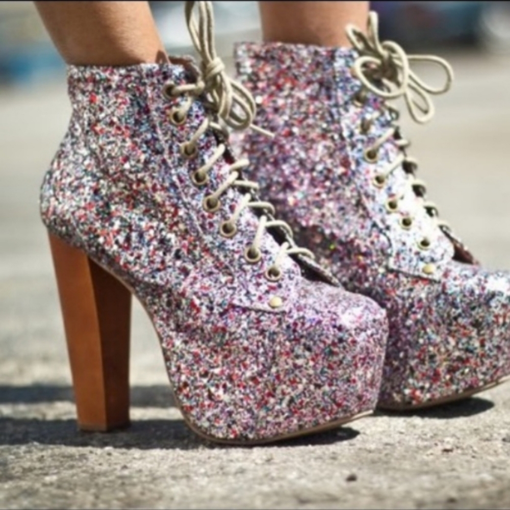 🌈Jeffrey Campbell Rainbow Sparkle Lita Size 7.5🌈